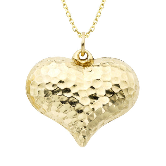 14k Gold Puff Heart Charm and Necklace 18" - Anna's Shop