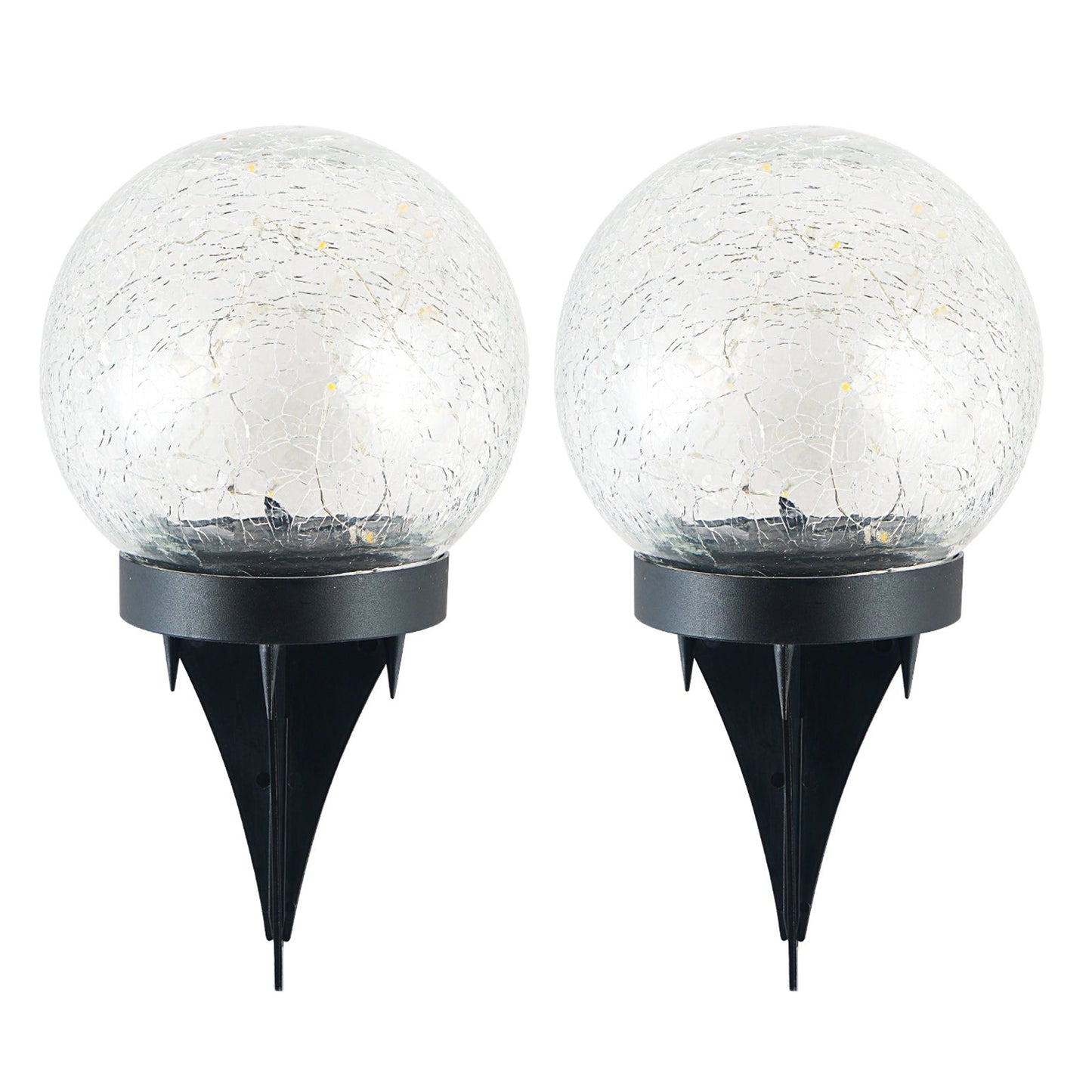 2Pcs Solar Lights Outdoor Garden Decor Cracked Glass Ball Warm Lights - Anna's Shop