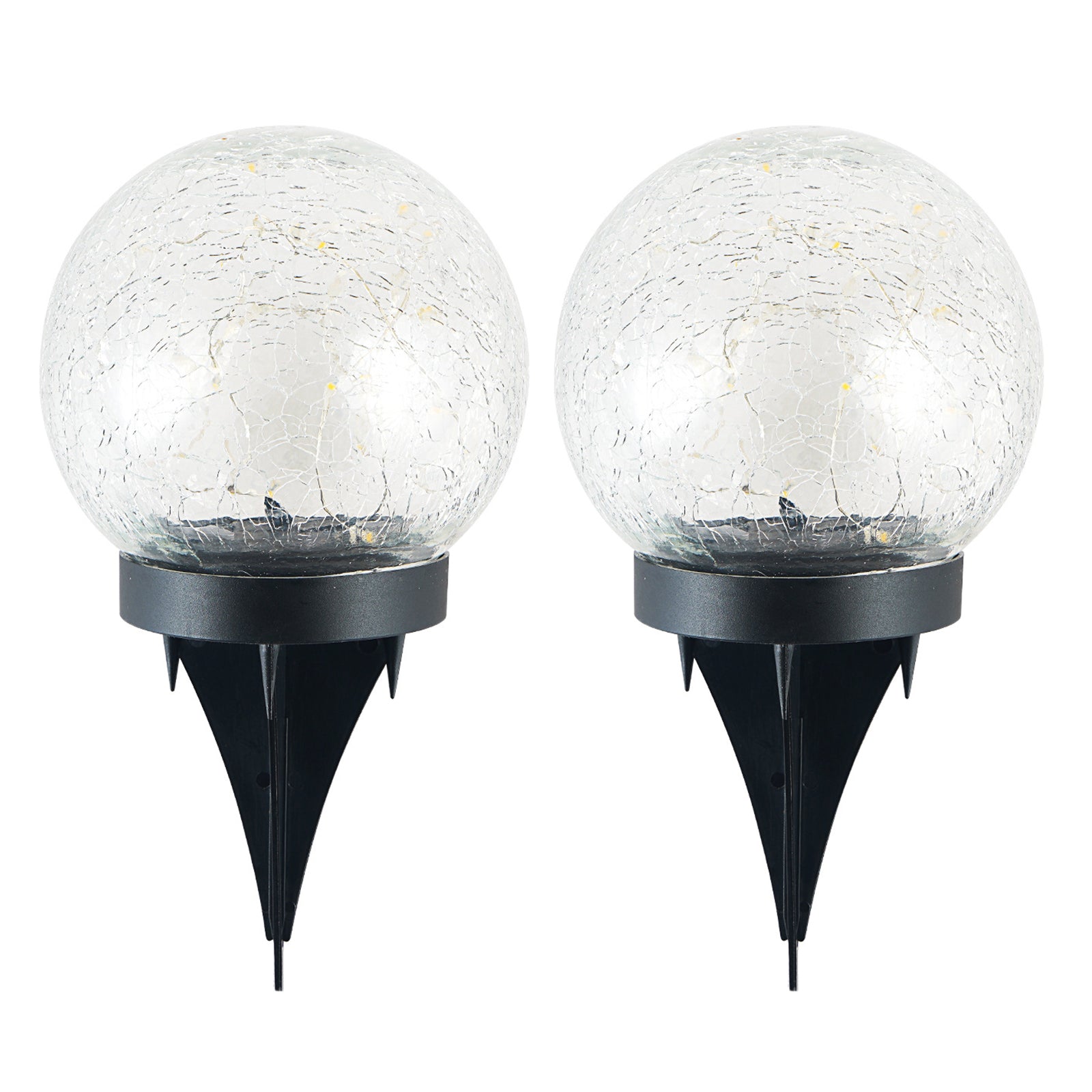 2Pcs Solar Lights Outdoor Garden Decor Cracked Glass Ball Warm Lights - Anna's Shop