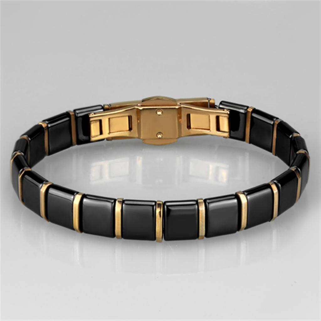 3W986 - IP Rose Gold(Ion Plating) Stainless Steel Bracelet with Cerami - Anna's Shop