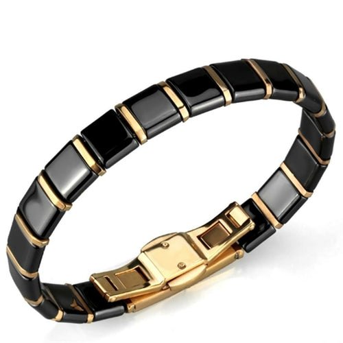 3W986 - IP Rose Gold(Ion Plating) Stainless Steel Bracelet with Cerami - Anna's Shop