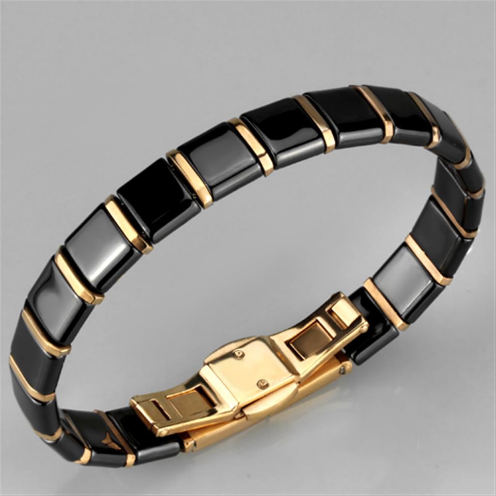 3W986 - IP Rose Gold(Ion Plating) Stainless Steel Bracelet with Cerami - Anna's Shop