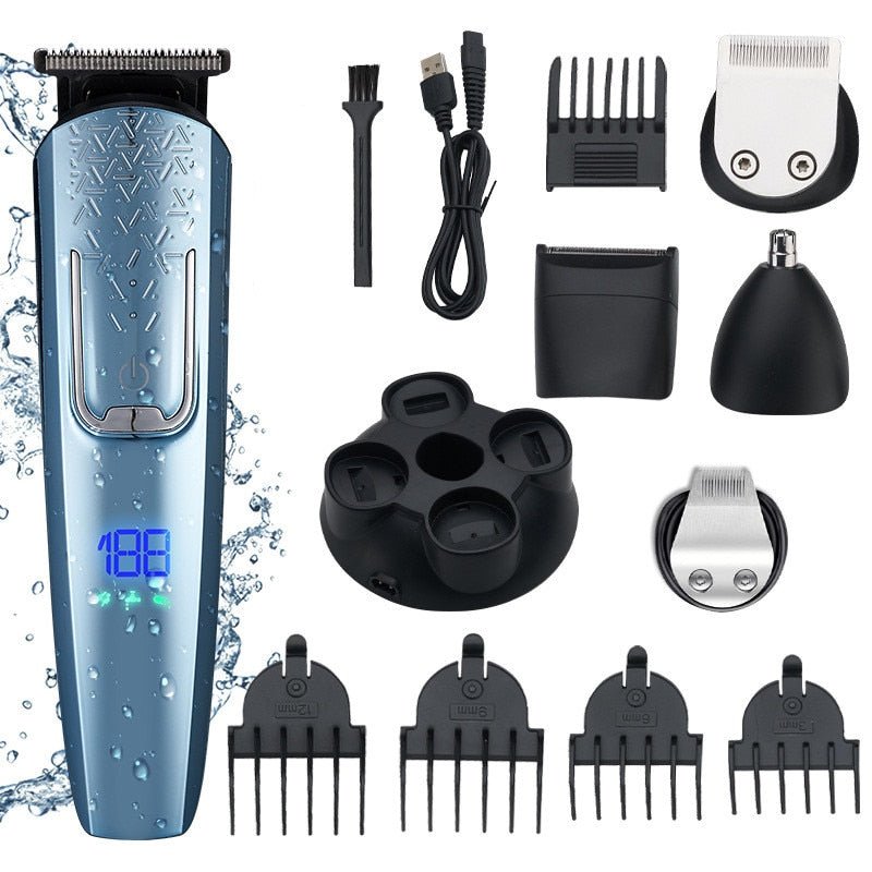 5in1 Professional Hair Clipper Cutting Machine Digital Display USB - Anna's Shop