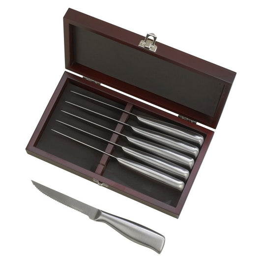 6 Piece Steak Knife Set with Hinged Rosewood Case - Anna's Shop