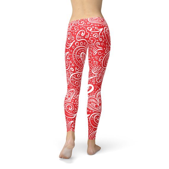 Abstract Floral Hearts Leggings - Anna's Shop