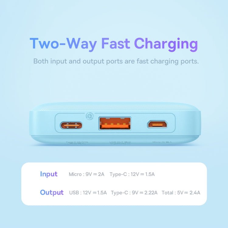 Baseus Airpow Fast Charge Power Bank 10000mAh 20W(Blue) - Anna's Shop