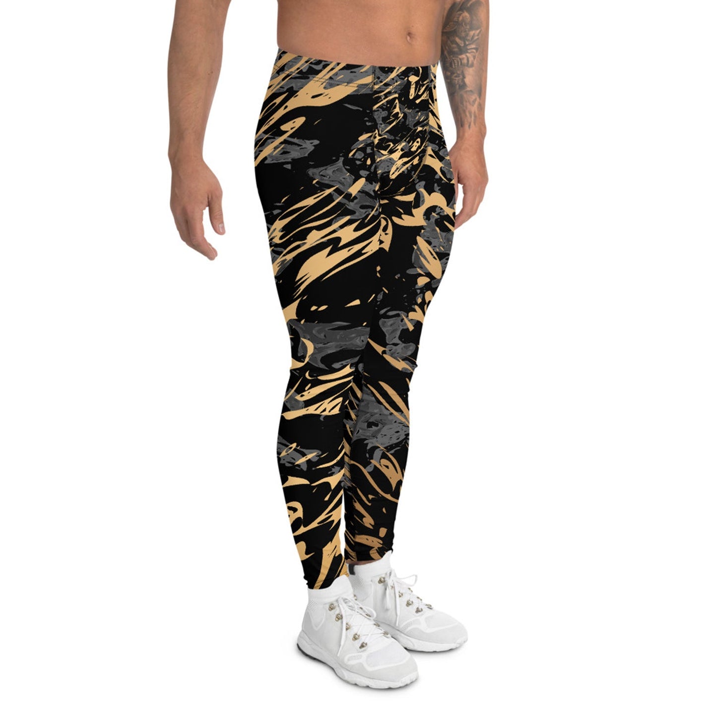 Black Marble with Gold Splash Leggings for Men - Anna's Shop