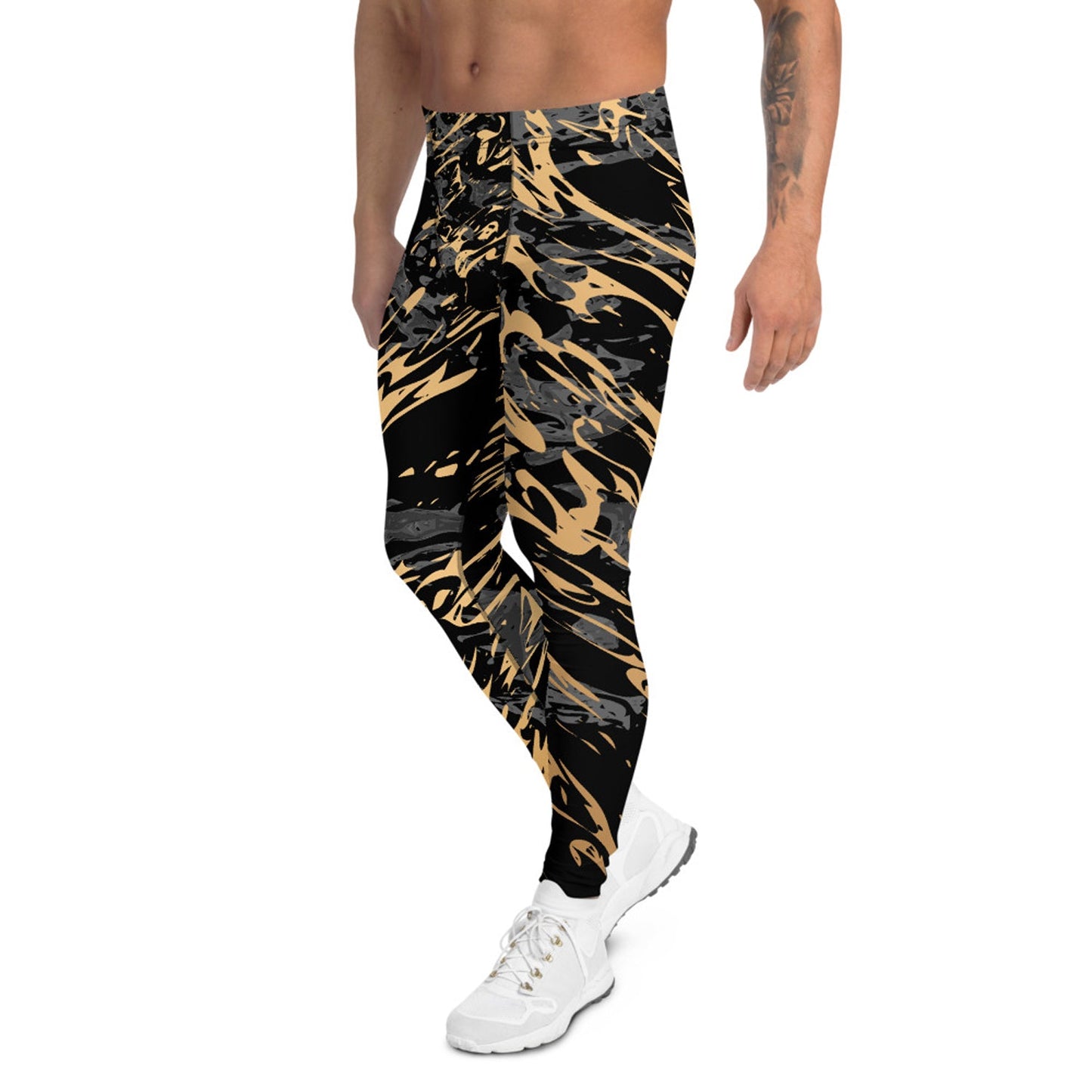 Black Marble with Gold Splash Leggings for Men - Anna's Shop