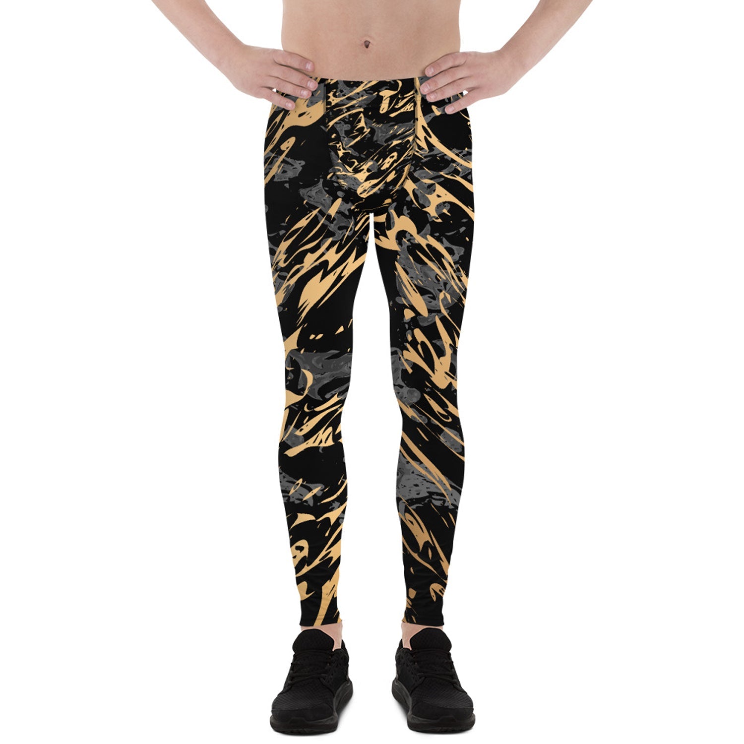 Black Marble with Gold Splash Leggings for Men - Anna's Shop