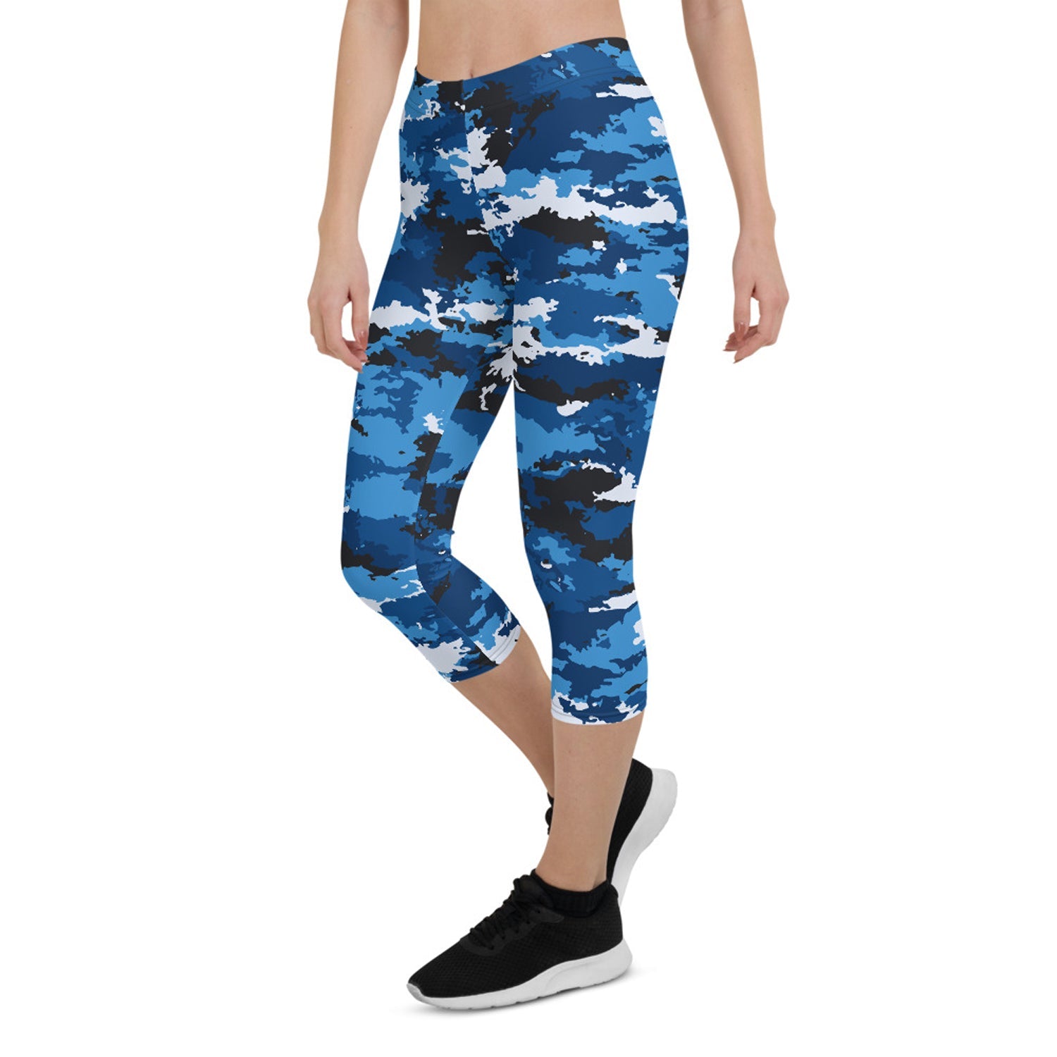 Blue Camo Capri Leggings for Women - Anna's Shop