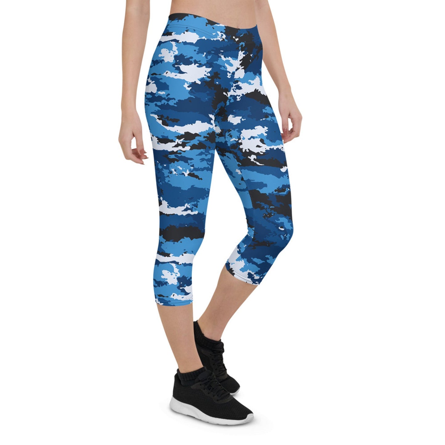 Blue Camo Capri Leggings for Women - Anna's Shop