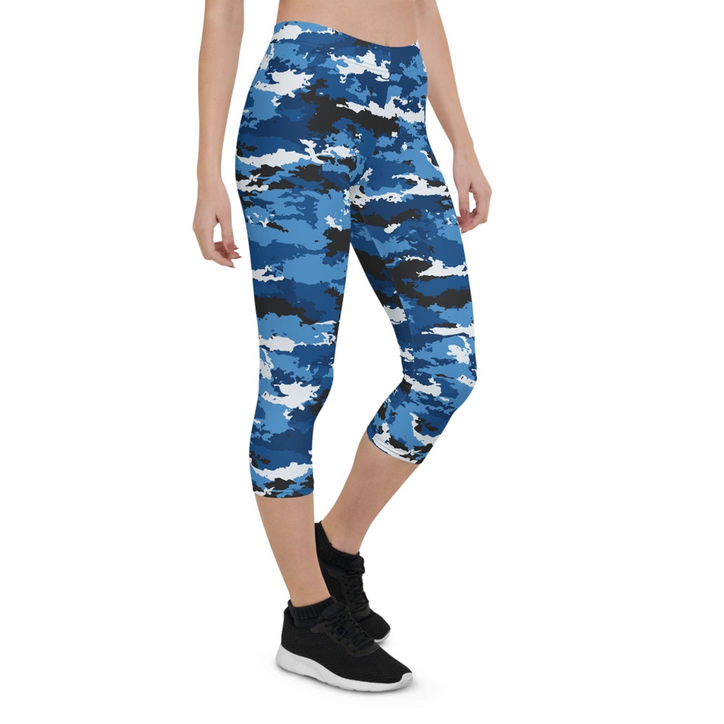 Blue Camo Sports Capri Leggings - Anna's Shop