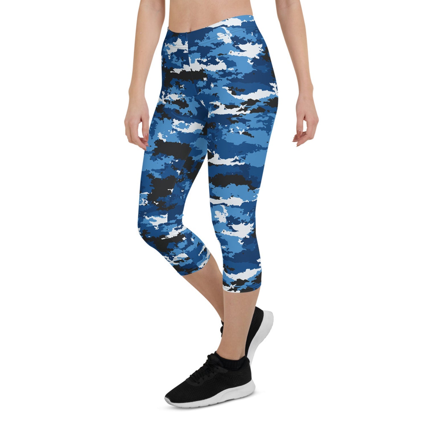 Blue Camo Sports Capri Leggings - Anna's Shop