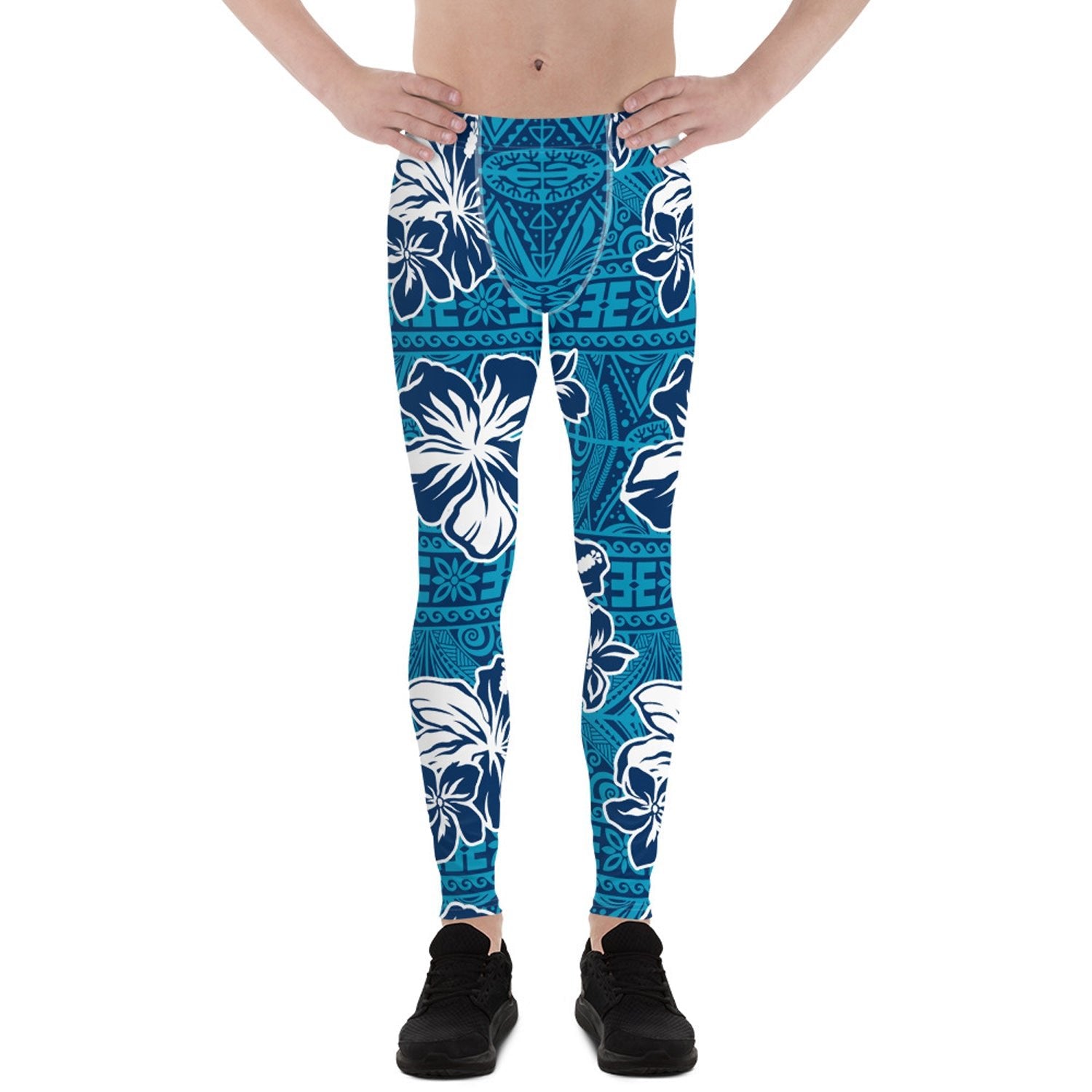 Blue Hawaii Floral Leggings for Men - Anna's Shop