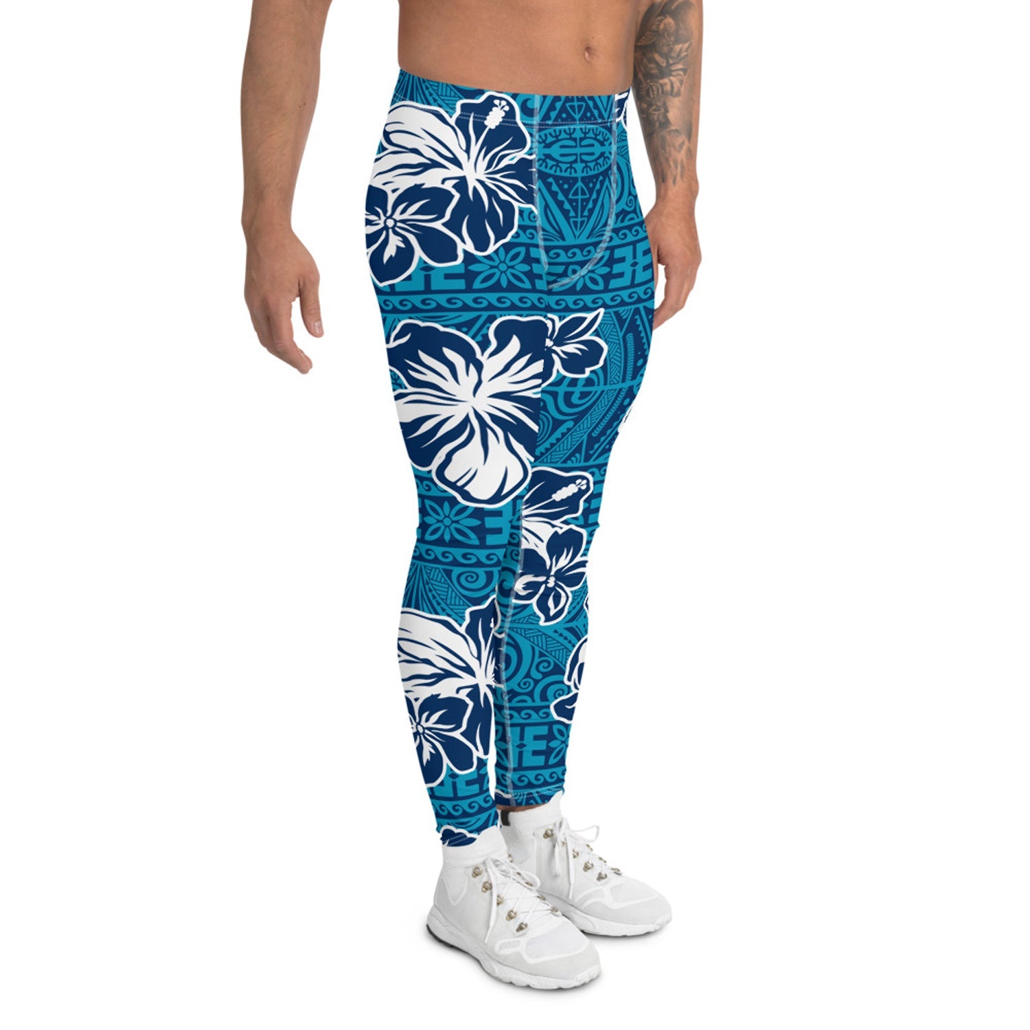 Blue Hawaii Floral Leggings for Men - Anna's Shop