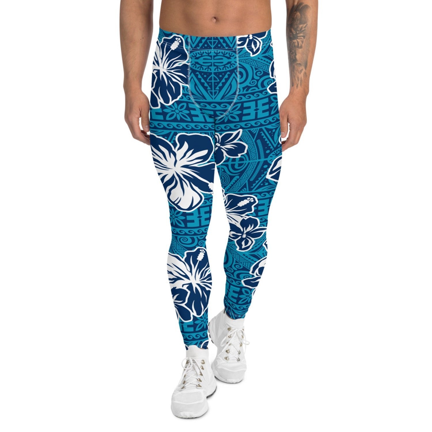 Blue Hawaii Floral Leggings for Men - Anna's Shop