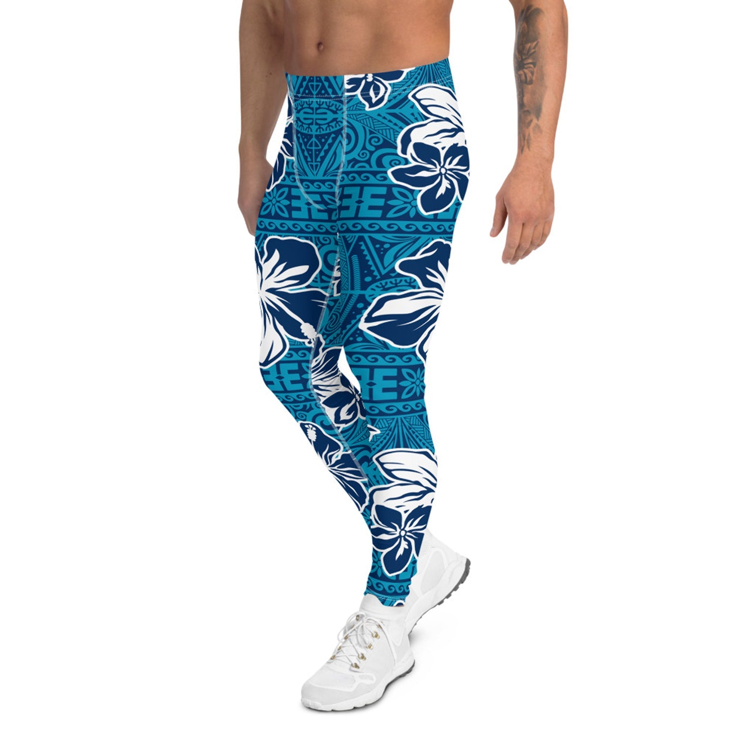 Blue Hawaii Floral Leggings for Men - Anna's Shop