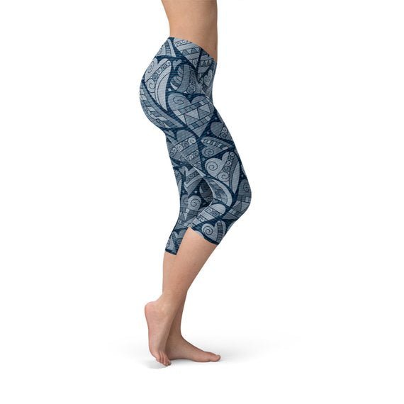 Blue Hearts on Heart Capri Leggings - Anna's Shop