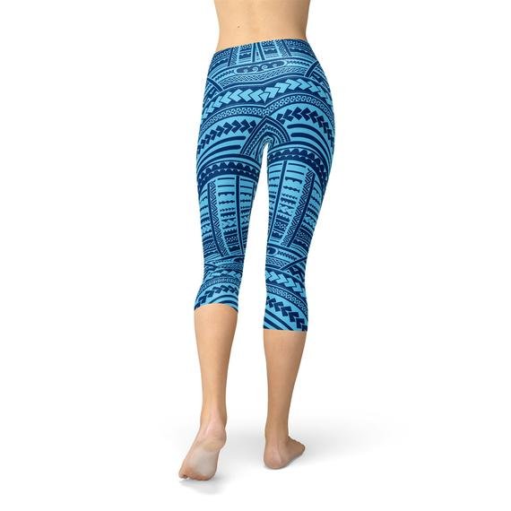 Blue Maori Capri Leggings - Anna's Shop