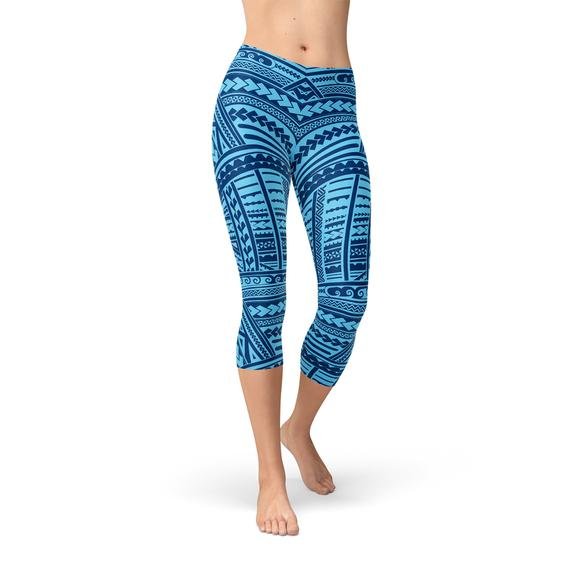 Blue Maori Capri Leggings - Anna's Shop