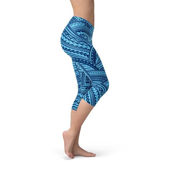 Blue Maori Capri Leggings - Anna's Shop