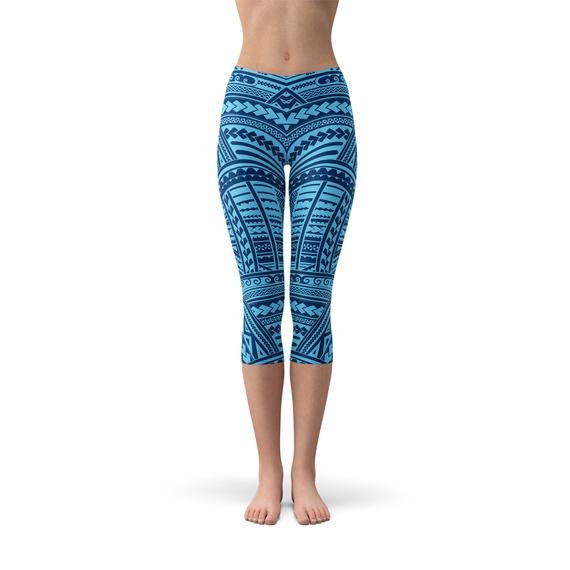 Blue Maori Capri Leggings - Anna's Shop