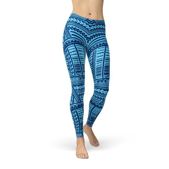 Blue Maori Leggings - Anna's Shop