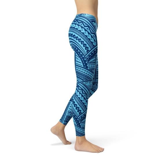 Blue Maori Leggings - Anna's Shop