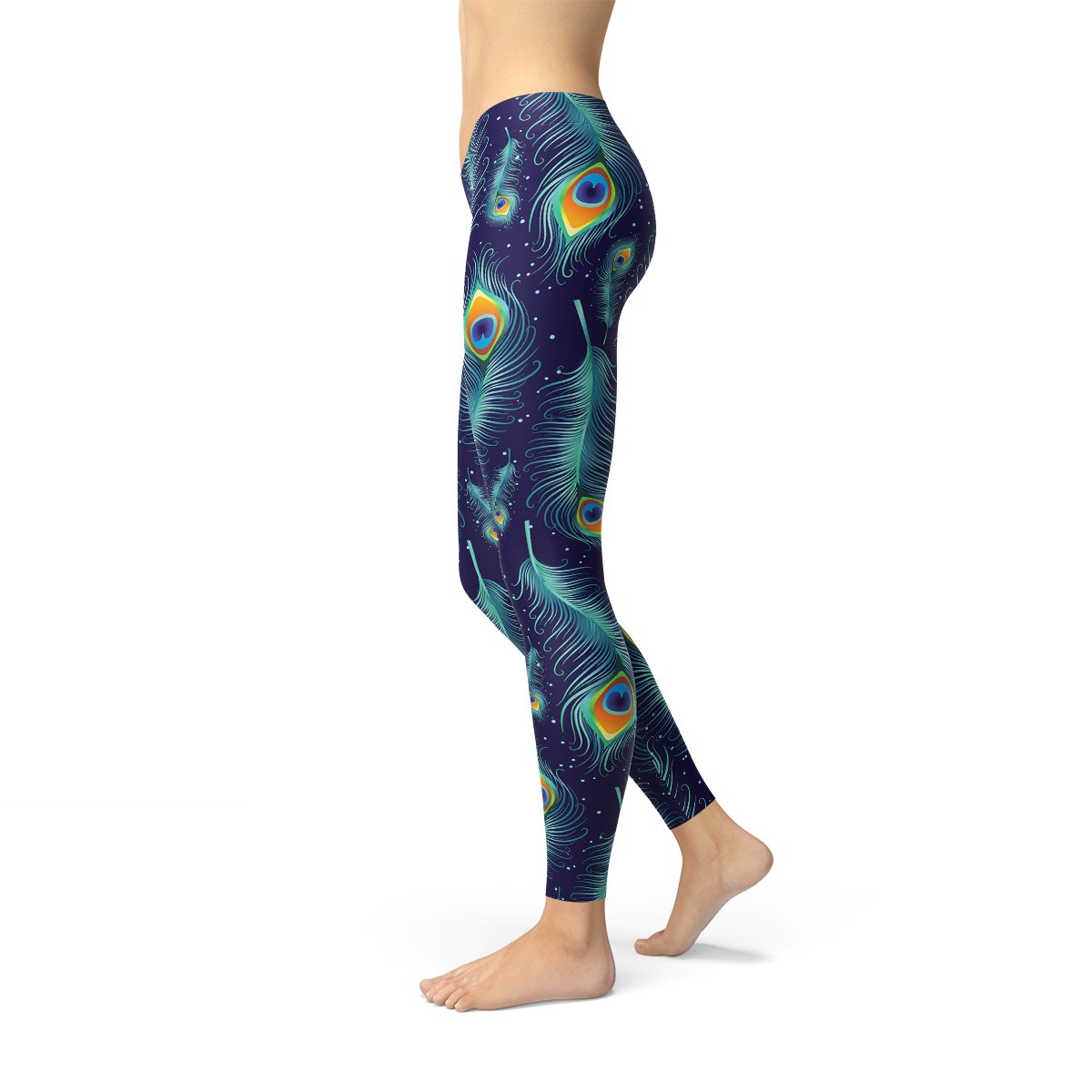 Blue Peacock Feathers Leggings - Anna's Shop