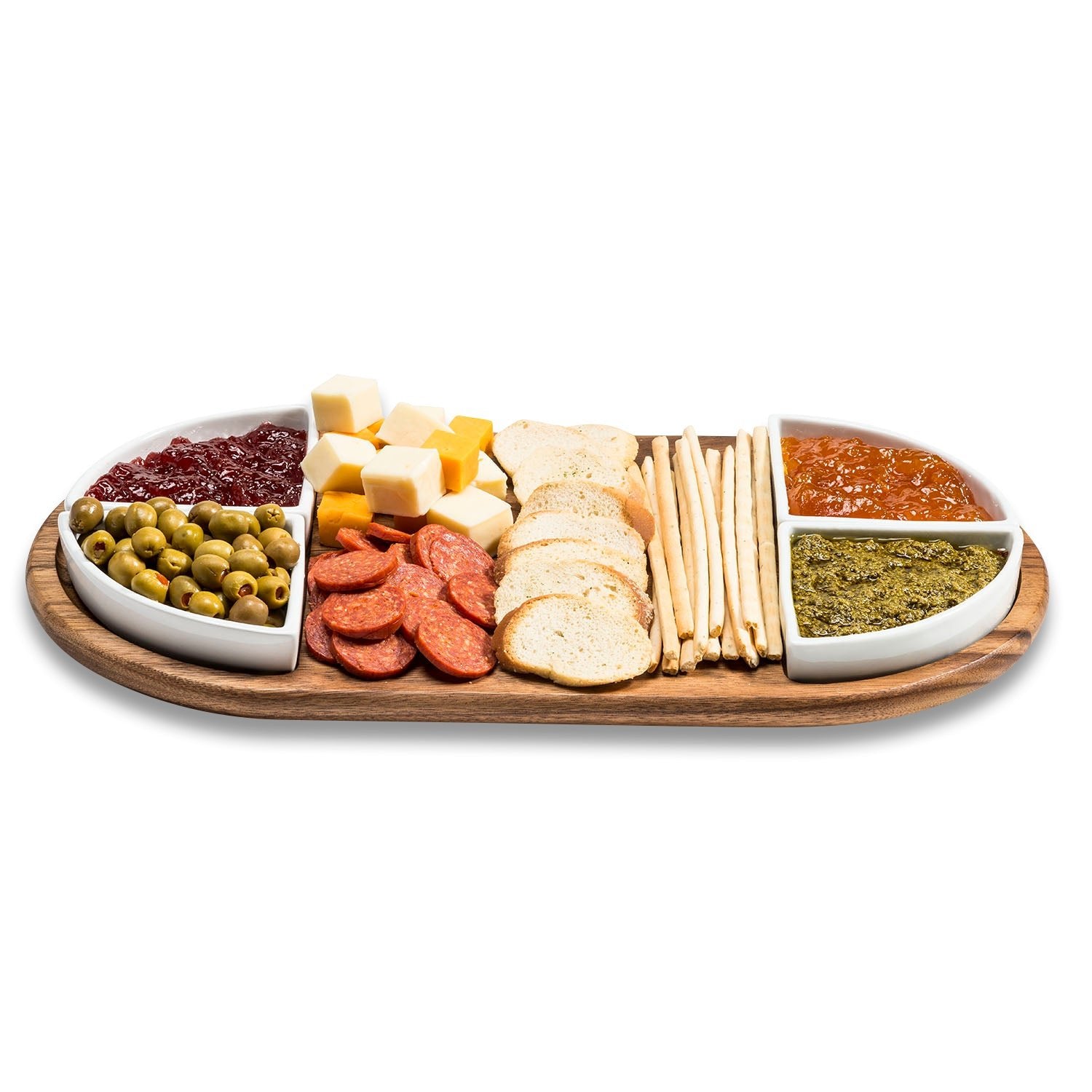 Charcuterie/ Serving Tray w/ 4 triangular ceramic bowls - Anna's Shop