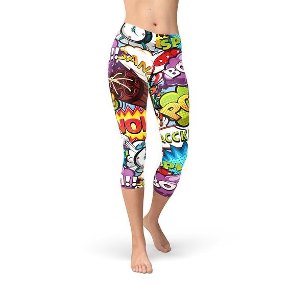 Comic Book Explosions Capri Leggings - Anna's Shop