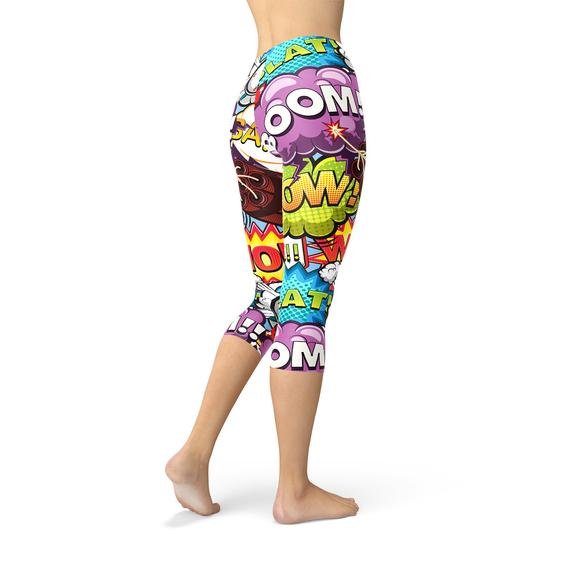 Comic Book Explosions Capri Leggings - Anna's Shop