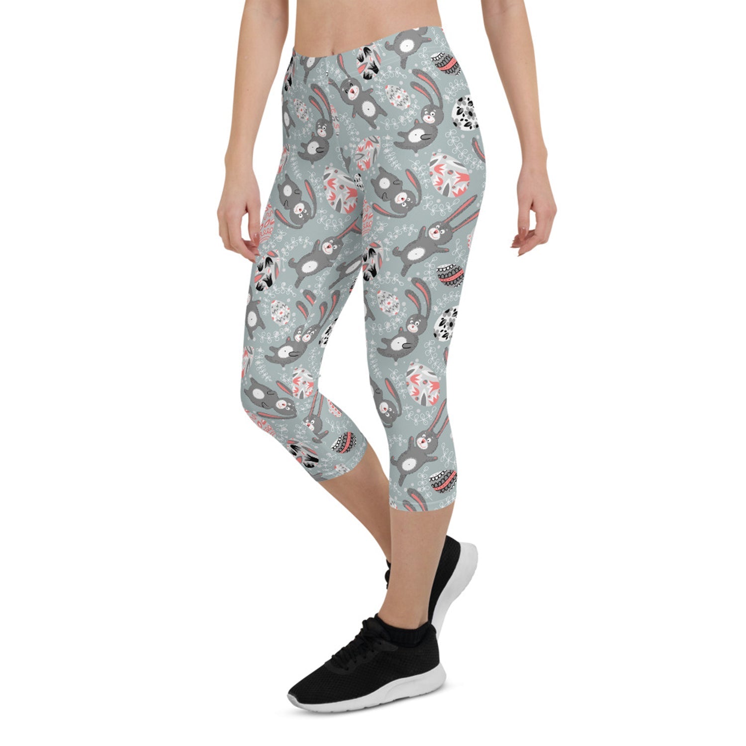 Cute Easter Bunny Capri Leggings for Women - Anna's Shop