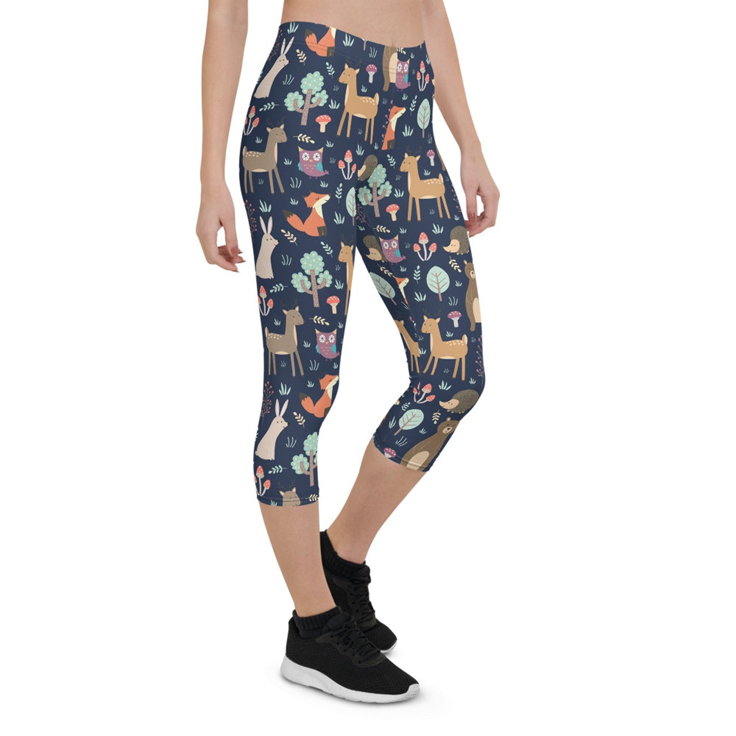 Cute Forest Animals Capri Leggings for Women - Anna's Shop