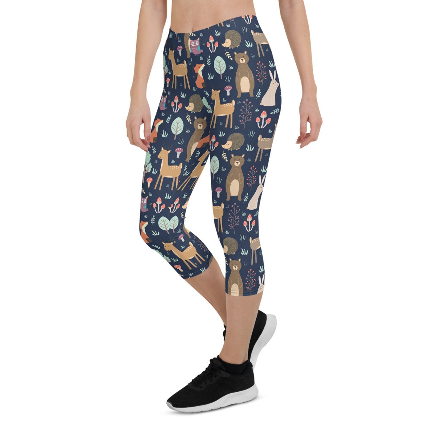 Cute Forest Animals Capri Leggings for Women - Anna's Shop