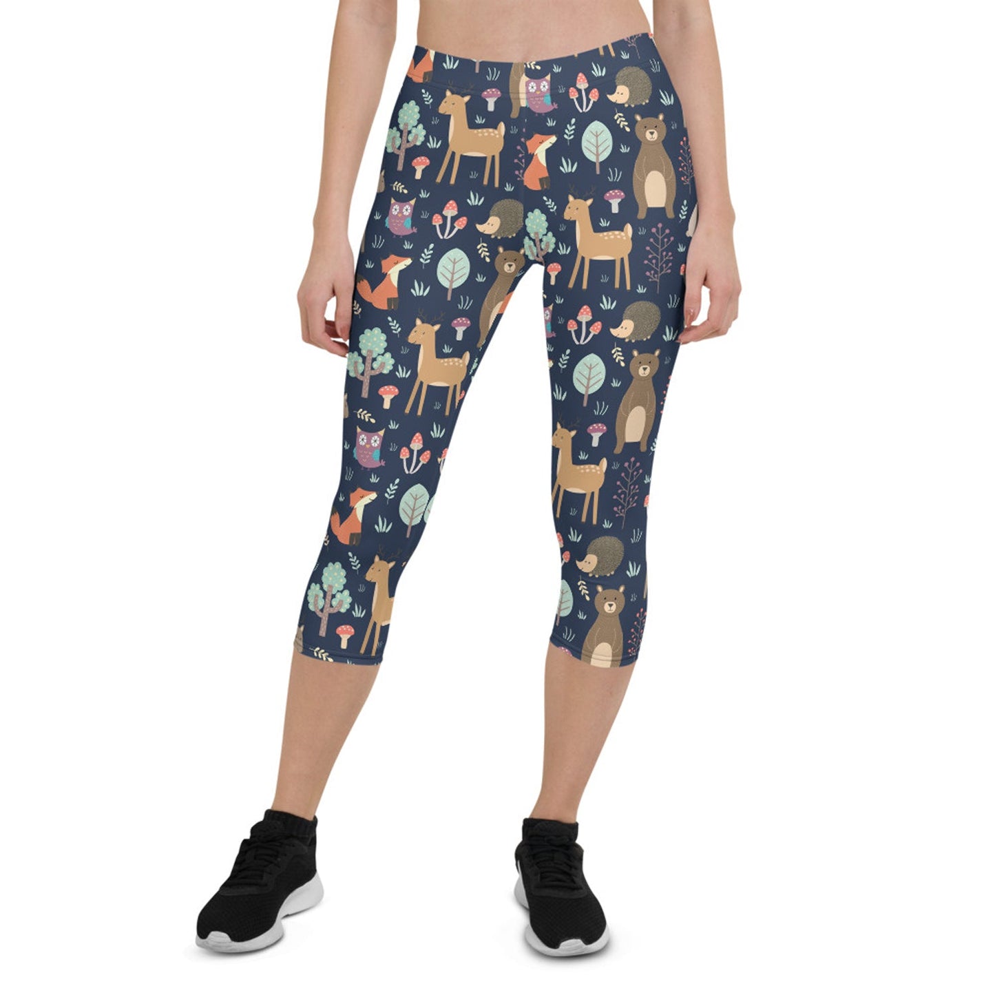 Cute Forest Animals Capri Leggings for Women - Anna's Shop