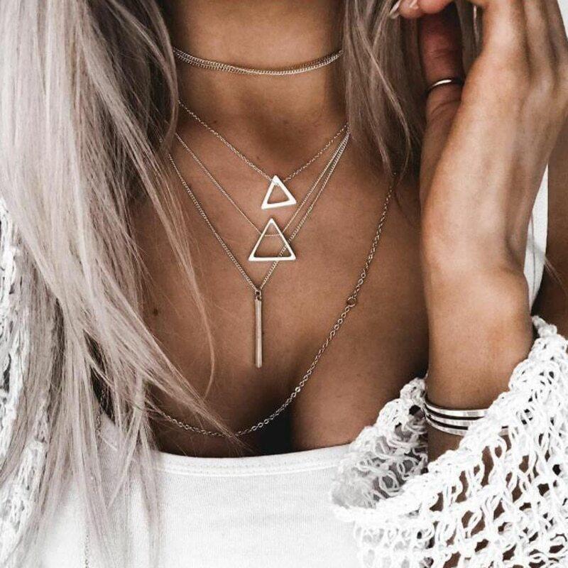 Double Triangle Multilayer Necklace - Anna's Shop