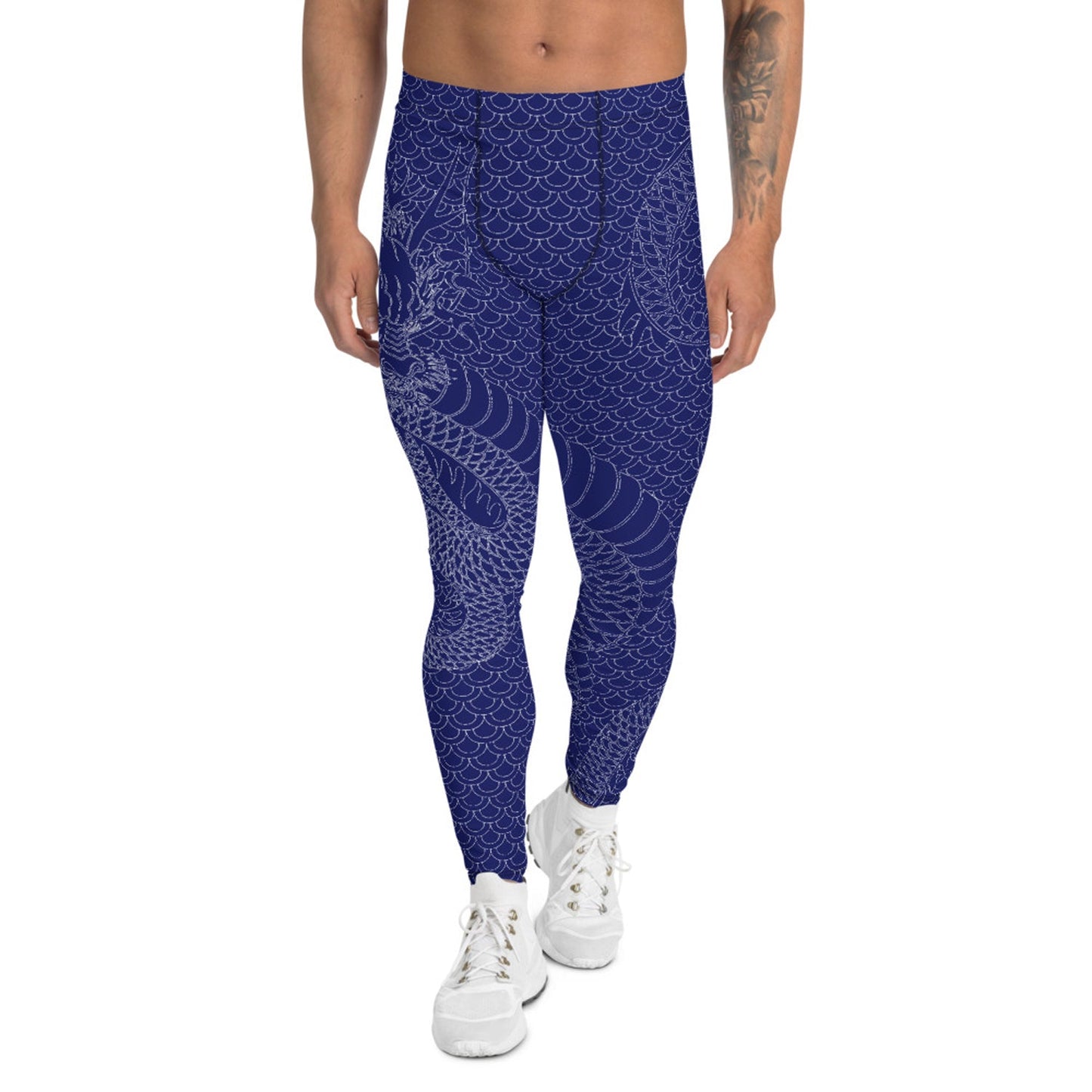 Dragon Leggings for Men Navy Blue - Anna's Shop