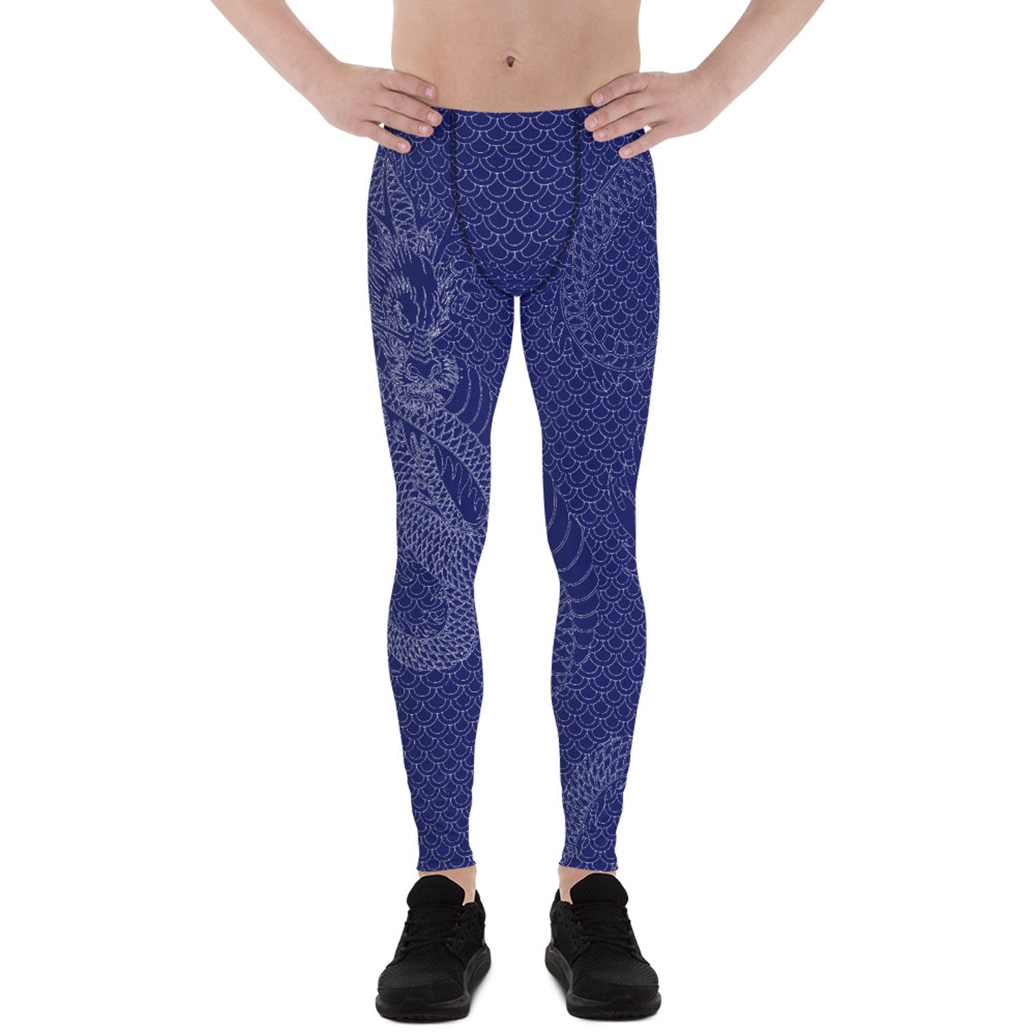 Dragon Leggings for Men Navy Blue - Anna's Shop