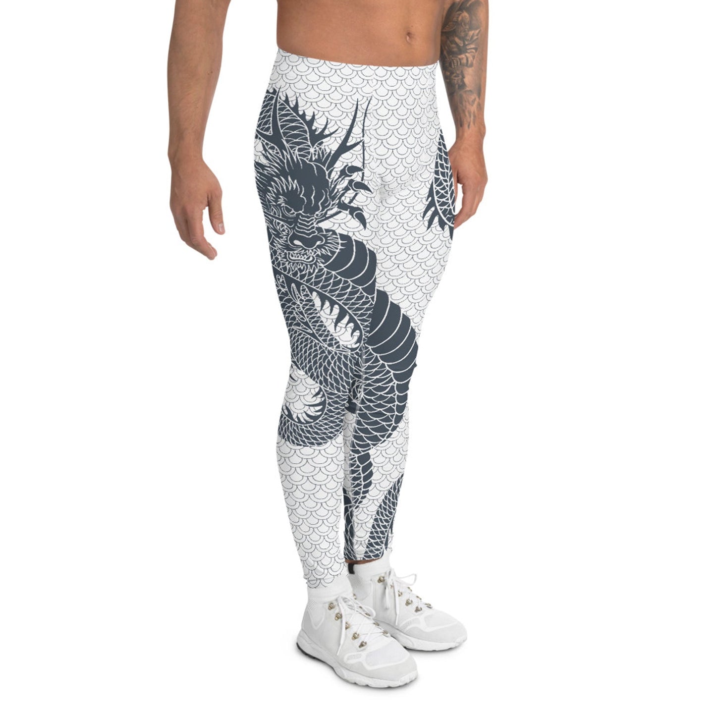 Dragon Leggings for Men White and Gray - Anna's Shop