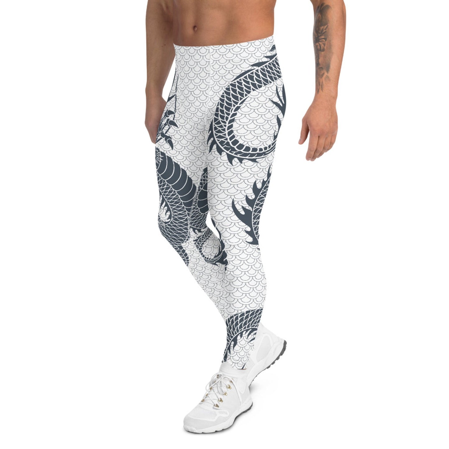 Dragon Leggings for Men White and Gray - Anna's Shop