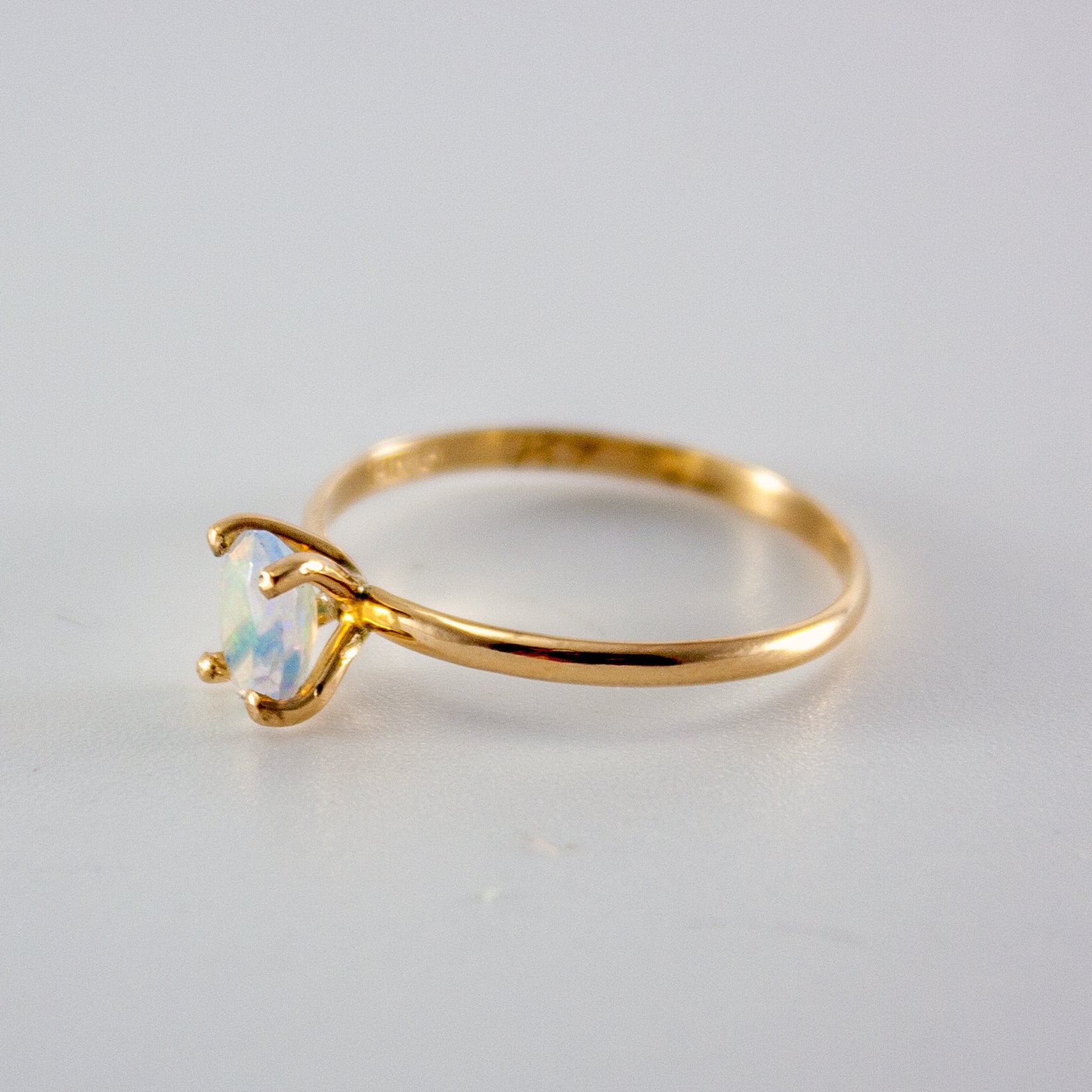 Ethiopian Opal Oval Solitaire 14k Gold Filled Ring - Anna's Shop