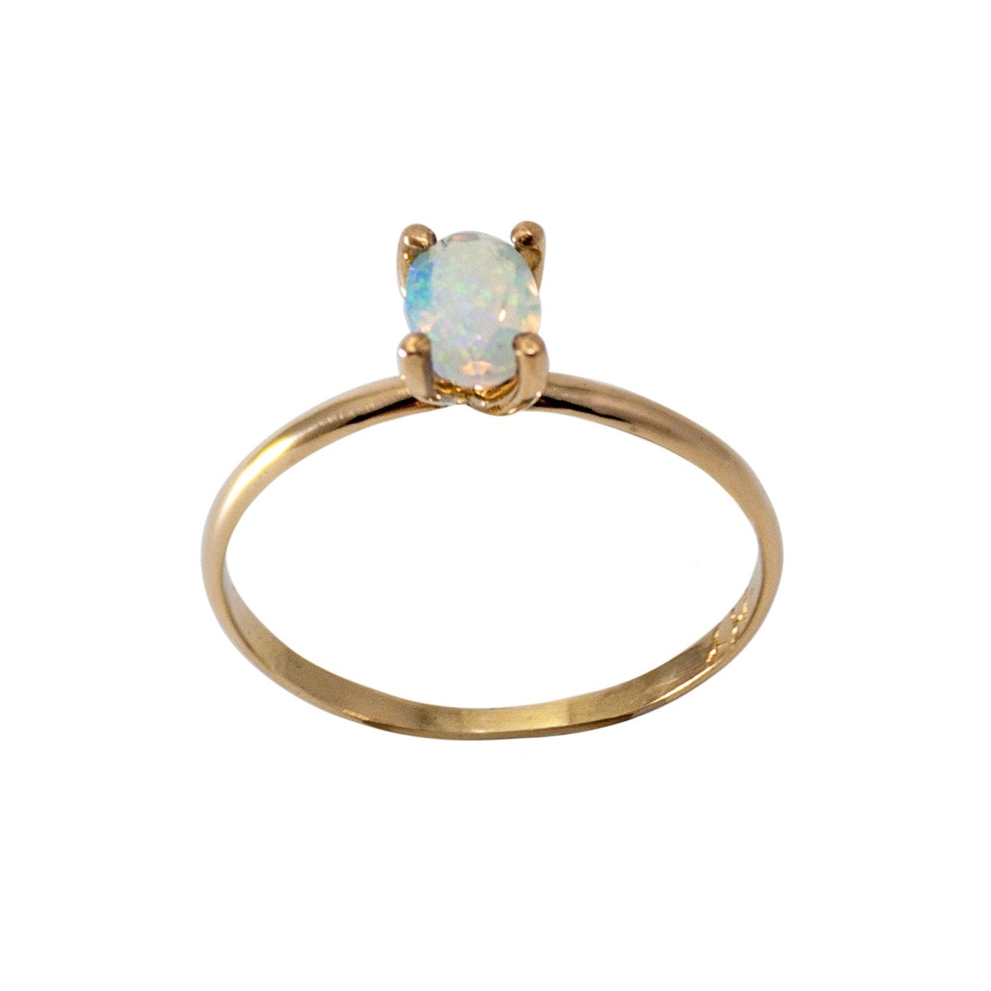 Ethiopian Opal Oval Solitaire 14k Gold Filled Ring - Anna's Shop