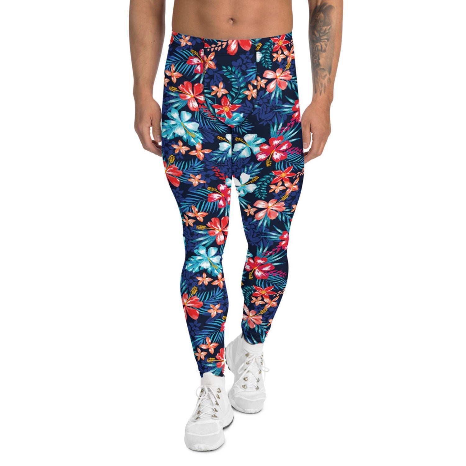 Floral Hibiscus Leggings for Men - Anna's Shop