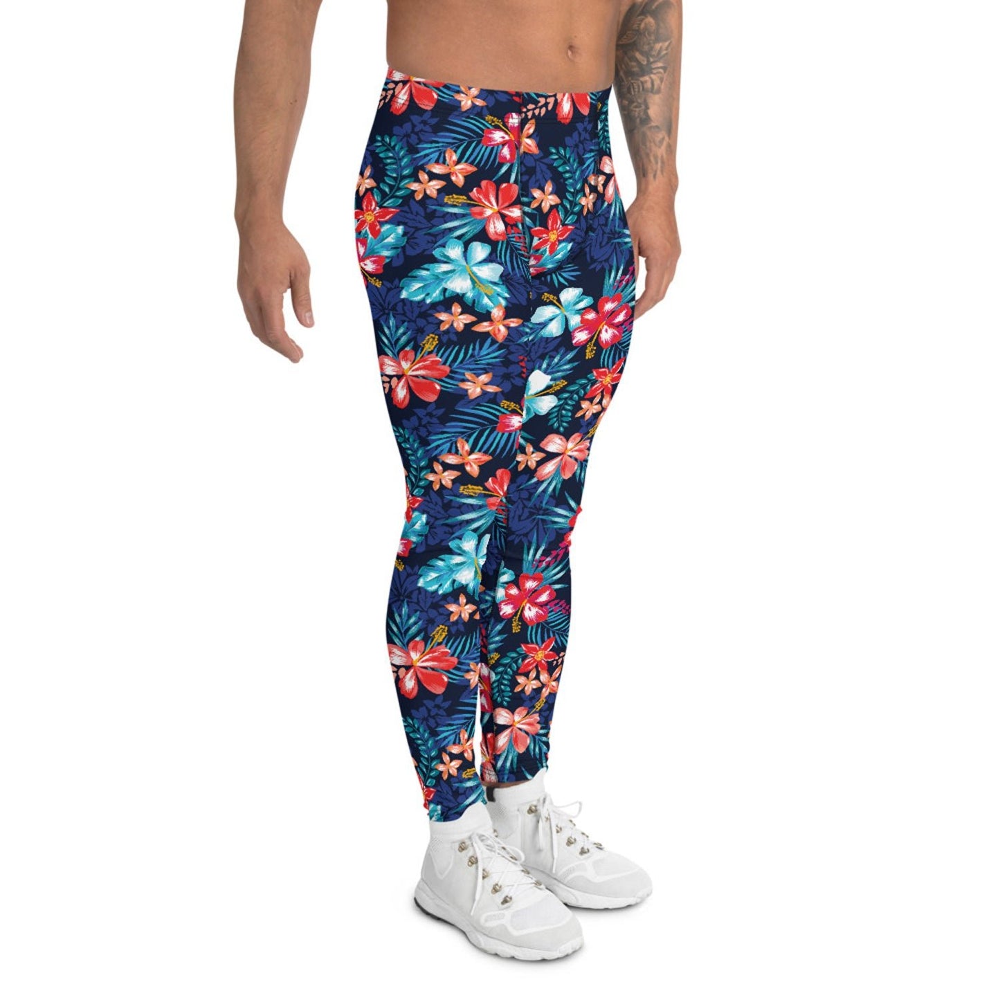 Floral Hibiscus Leggings for Men - Anna's Shop