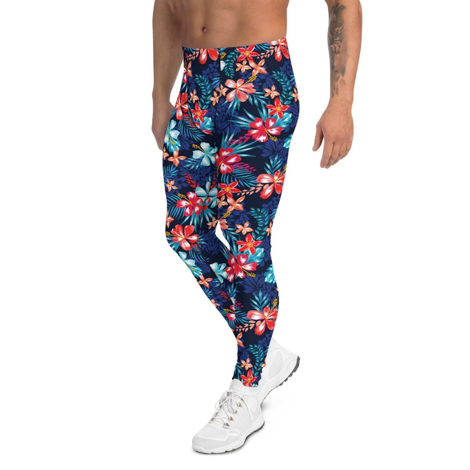 Floral Hibiscus Leggings for Men - Anna's Shop