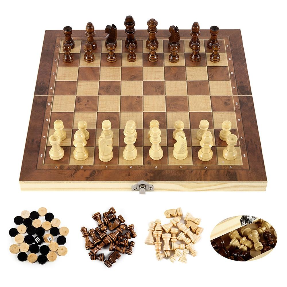 Foldable Wooden Chess Set Board Game - Anna's Shop