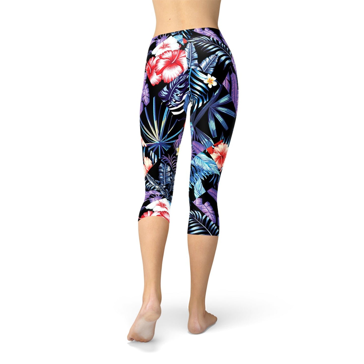 Geometric Tropical Floral Capri Leggings - Anna's Shop