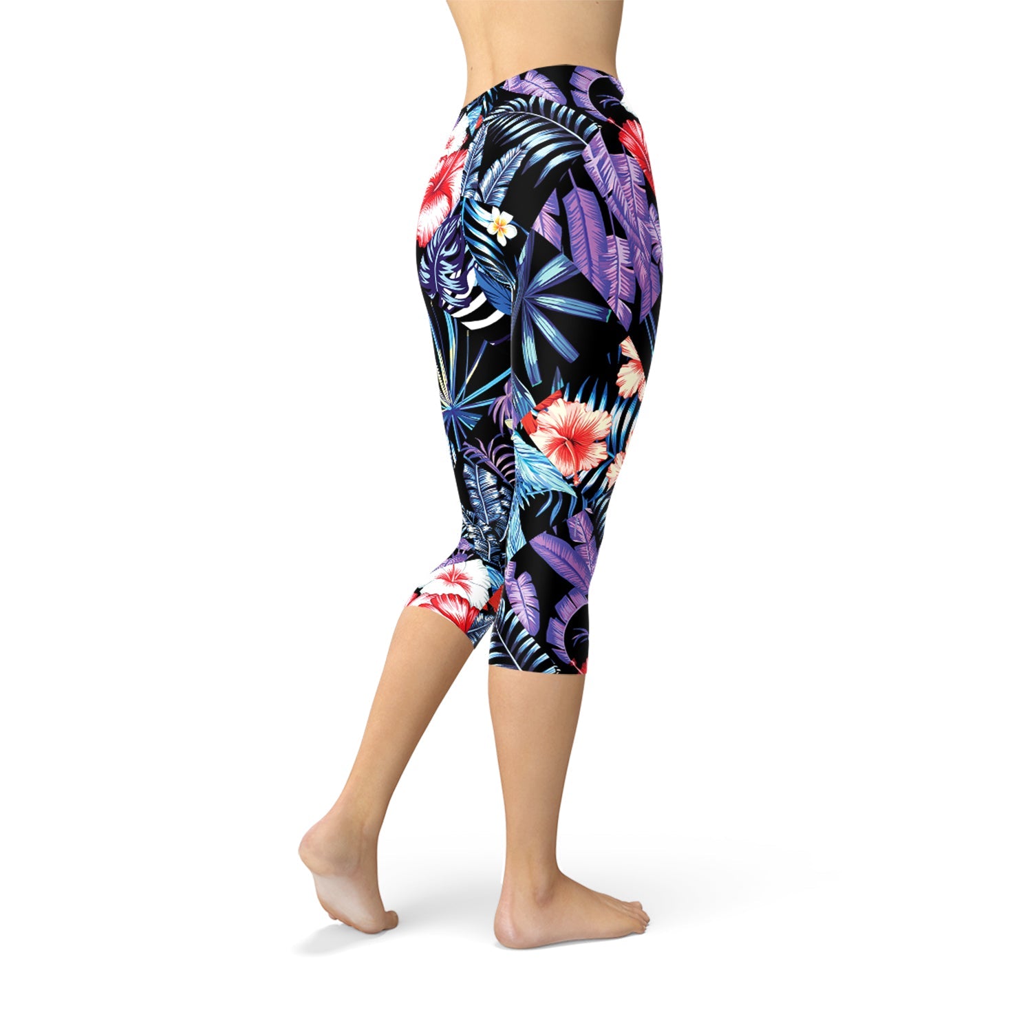 Geometric Tropical Floral Capri Leggings - Anna's Shop