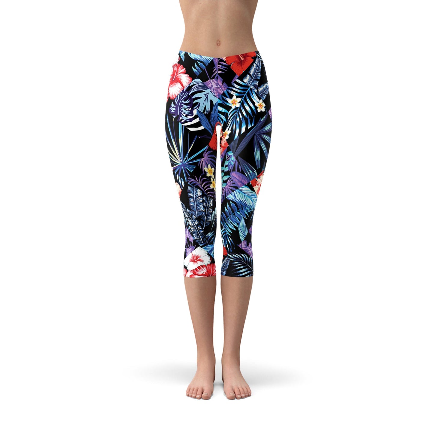 Geometric Tropical Floral Capri Leggings - Anna's Shop